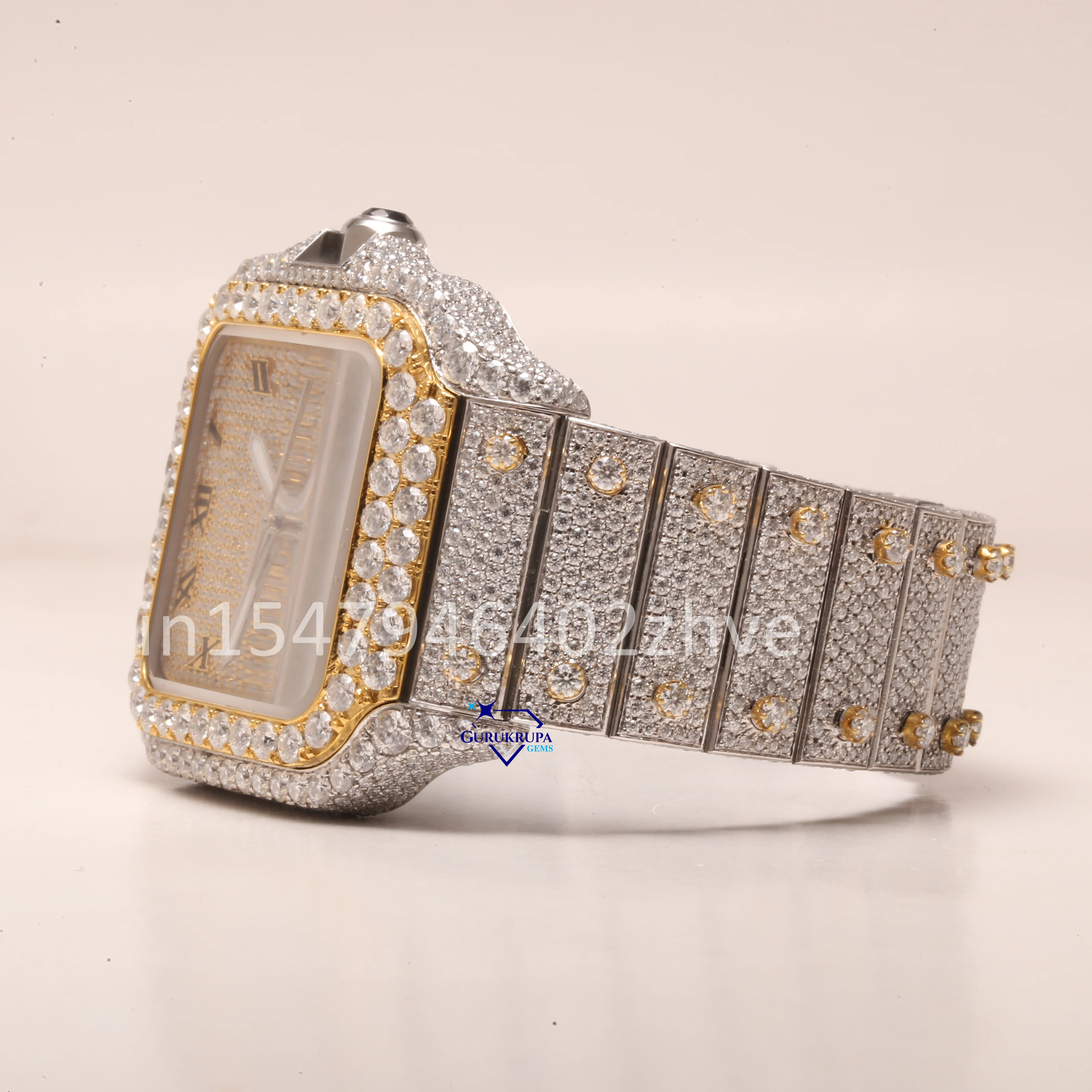 Exclusive stainless steel fully moissanite VVs clarity diamond iced out hip hop mechanical wrist watch for men in vvs clarity