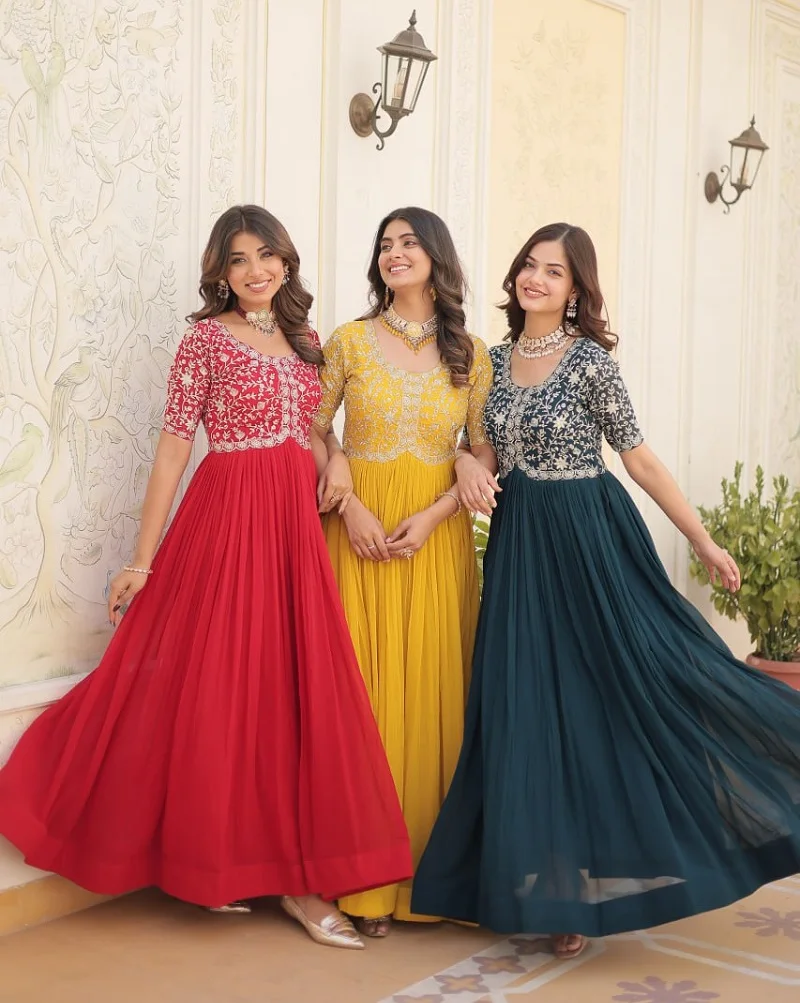 New Designer Long Anarkali for Party Wears at Lowest Price