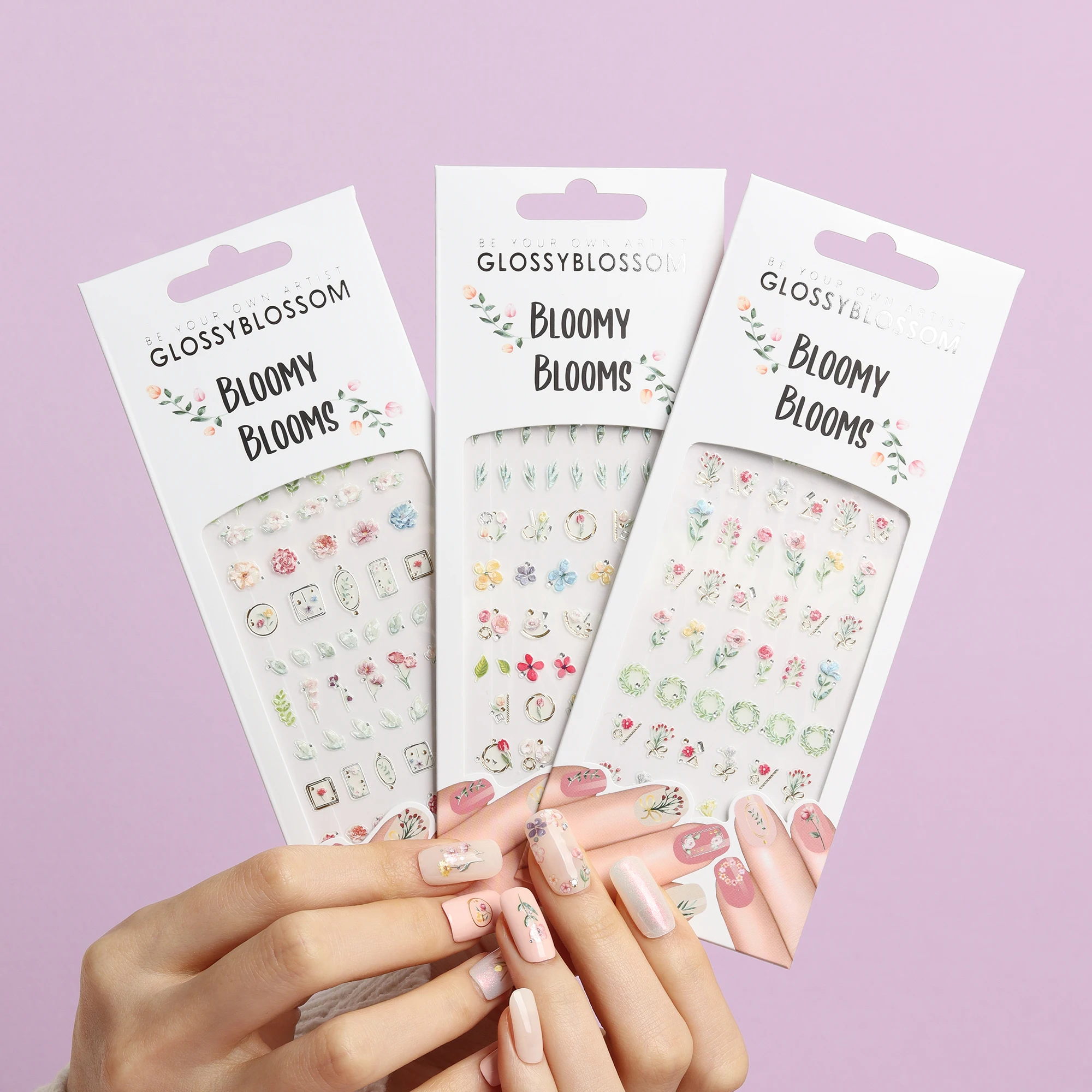 BLOOMY BLOOMS #45752 Decals and stickers with flower crown Frame leaf blade Multi Size nail art sticker Korea design oem odm