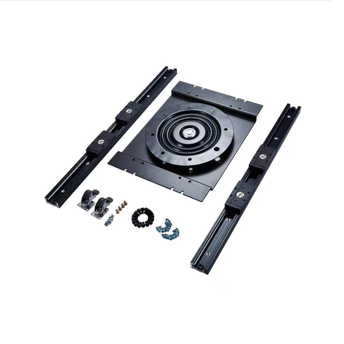 Functional Hardware Kitchen Island with Sliding Table Top Mechanism Telescoping Extendable Table