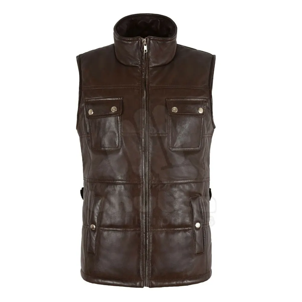 Stand Collar Customized Winter Fashion Women Leather Vest Wholesale Low Price Leather Vest For Women