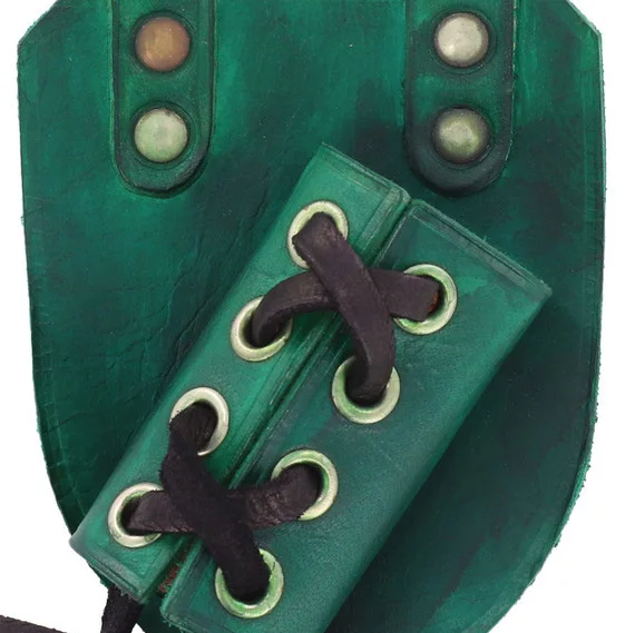 Wholesale Medieval Leather Short Sword Frog | Left Handed Sword Holder in Green Color | Veg Tan Cowhide Leather Sword Holster