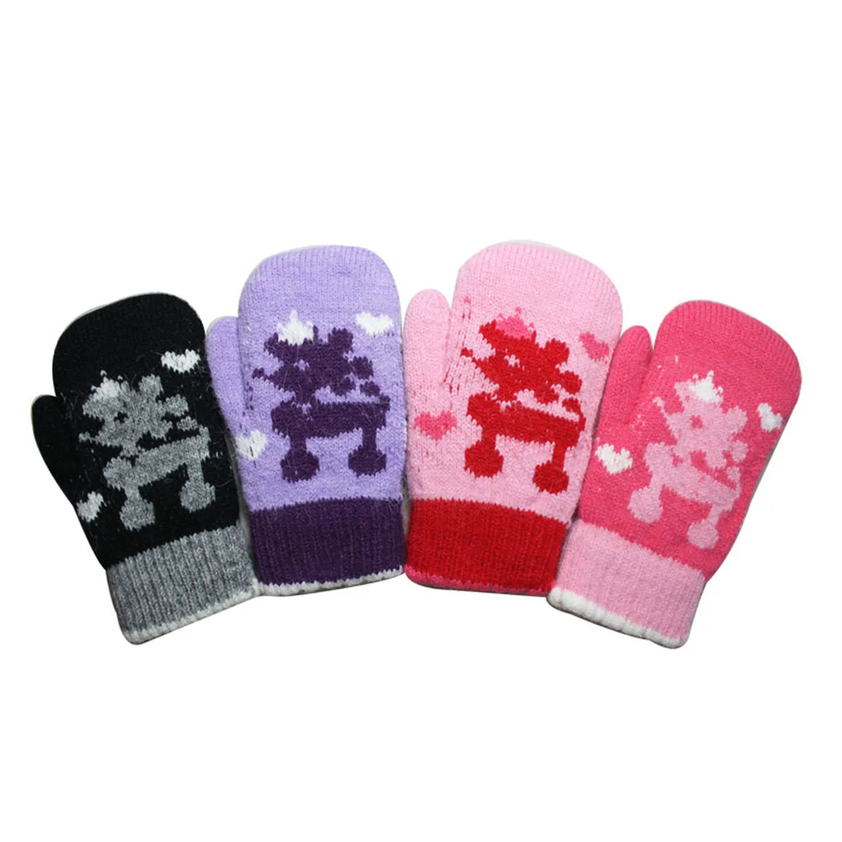 baby boys patchwork outdoor mittens wool gloves