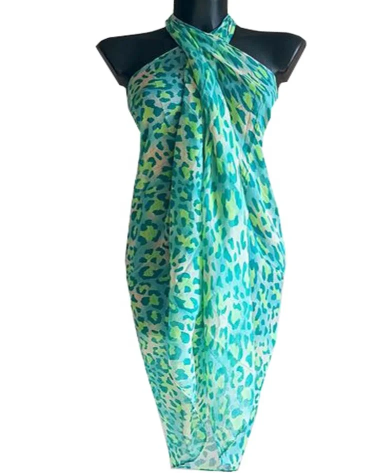 New Arrival Hawaiian Sarong Pareo printed 100% poly-chiffon swimwear beachwear 2023 bikini swimsuit cover-up wrap for women