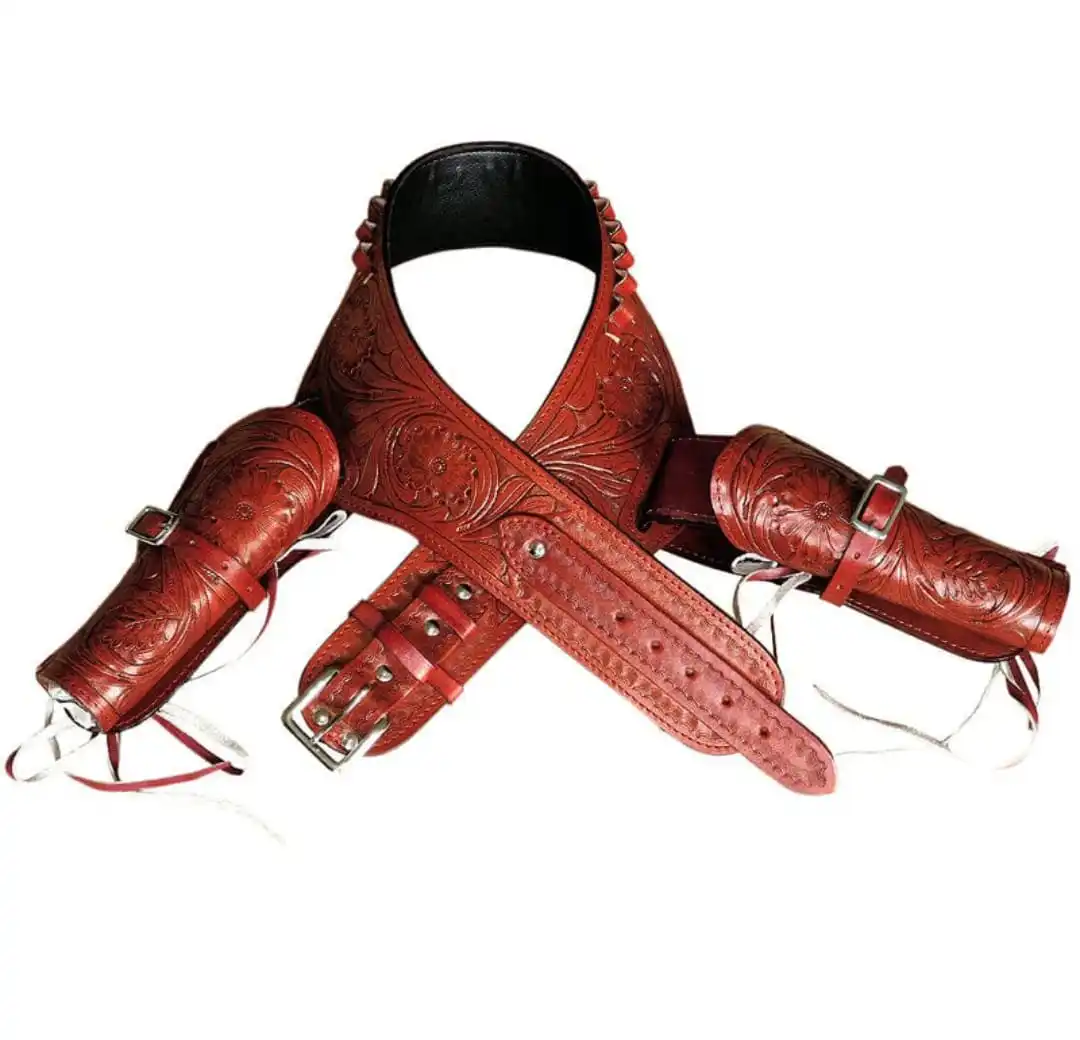 Premium Full Grain Leather Holster Fully Adjustable Handtooled Floral Carving English horse racing products from india