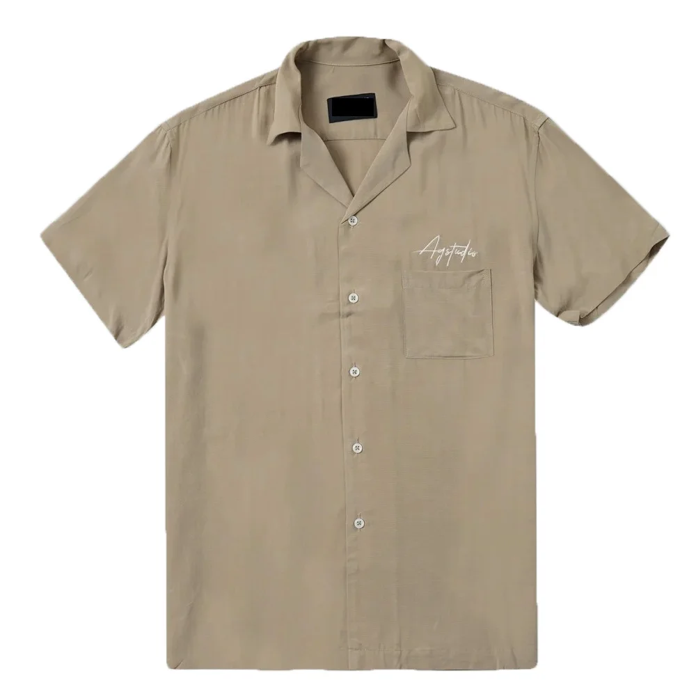 Printing Short Sleeve Men Cotton Shirt Men Shirt Button Down Sustainable Men Clothing OEM/ODM Garment Made in Vietnam