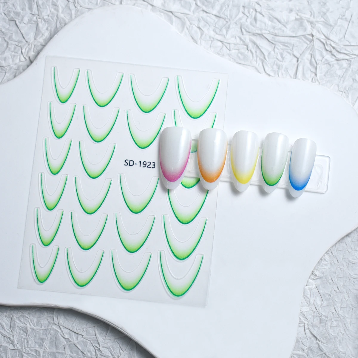 Factory wholesale new12colors curved line nail art decorations manicure french nail art sticker DIY gradient nail decal sticker