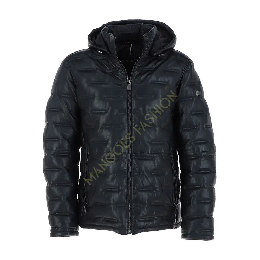 Winter Custom Windbreaker Hooded Jacket And Warm Clothing Oem Manufacturer High Quality Leather Jacket