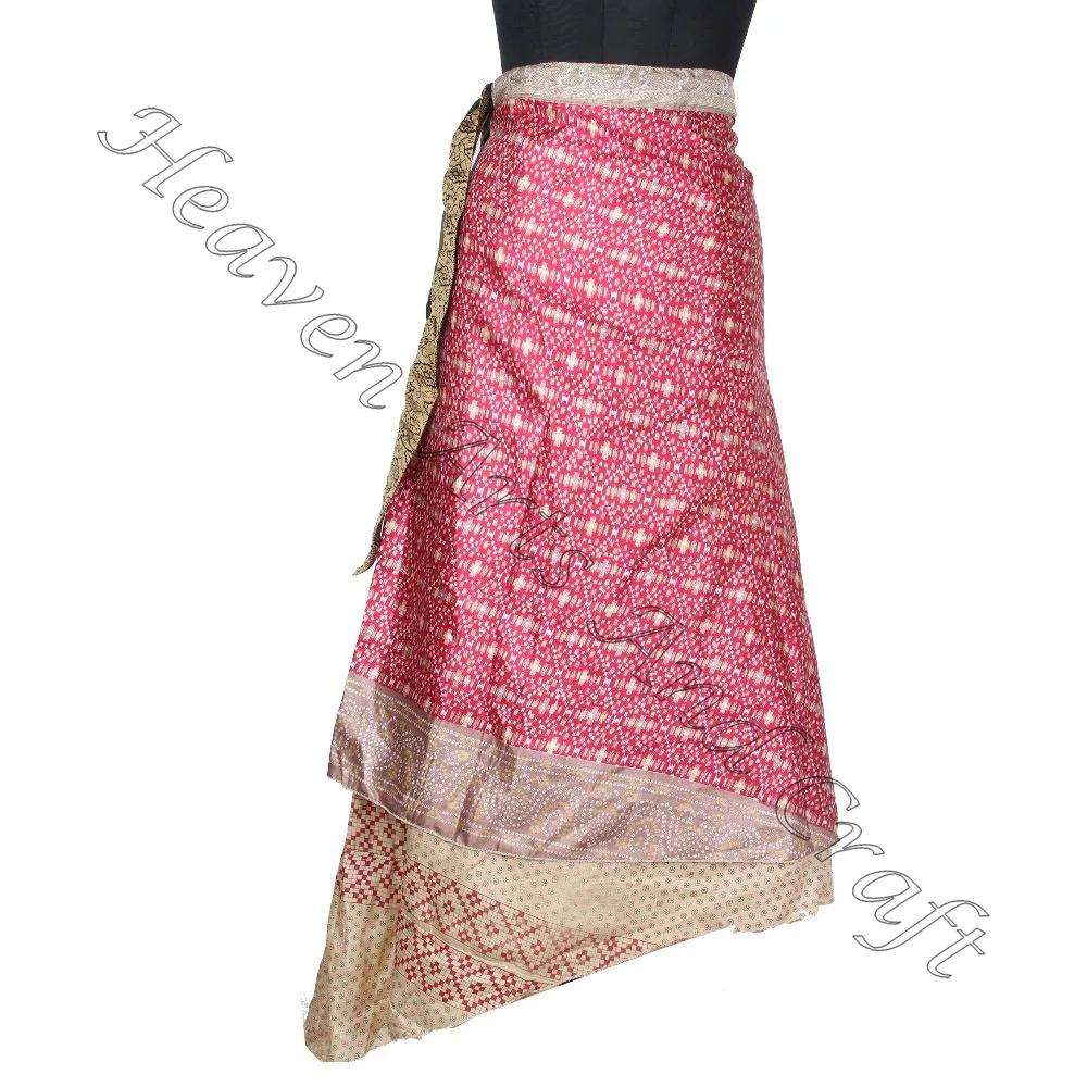 New Long Length Wrap Skirt Wholesale Vintage 2 Layer Magic Wrap Hippi Sari Silk reversible vintage silk magic 38inch length wrap