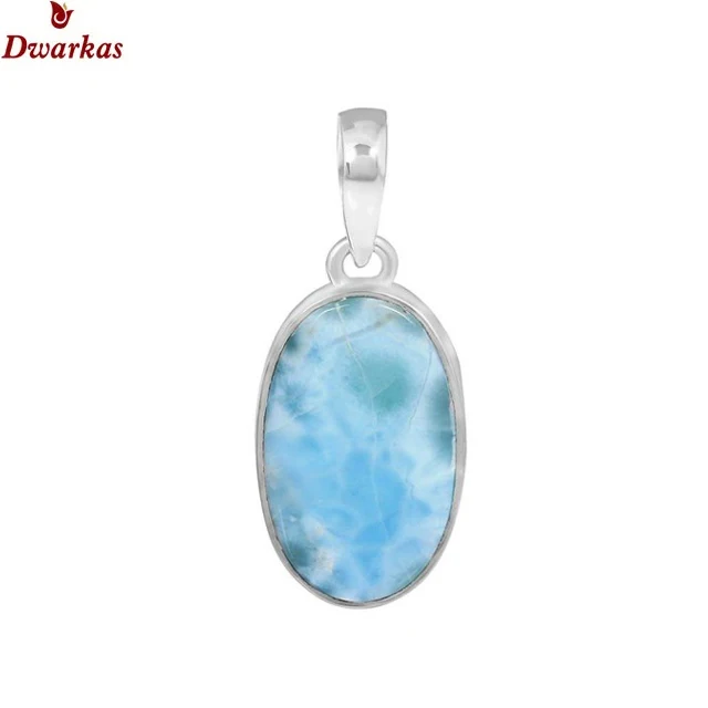 925 sterling silver classic trendy larimar pendant for women and men natural gemstone fine jewelry for wedding party anniversary