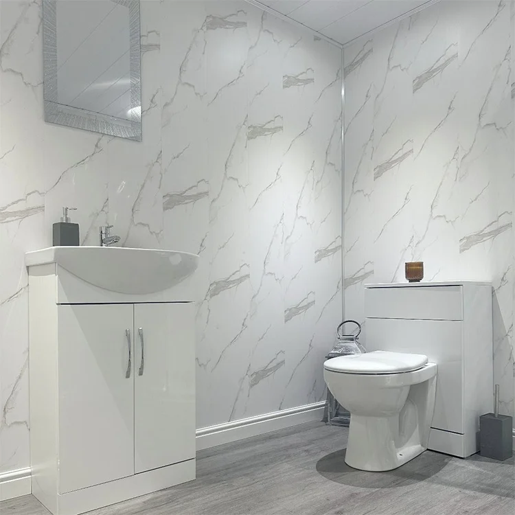 Interior Pannelli Lastre Finto Marmo Prezzo Marmor Paneele Grey-Imitation Wpc Marble Look Like Effect Wall Cladding Shower Panel