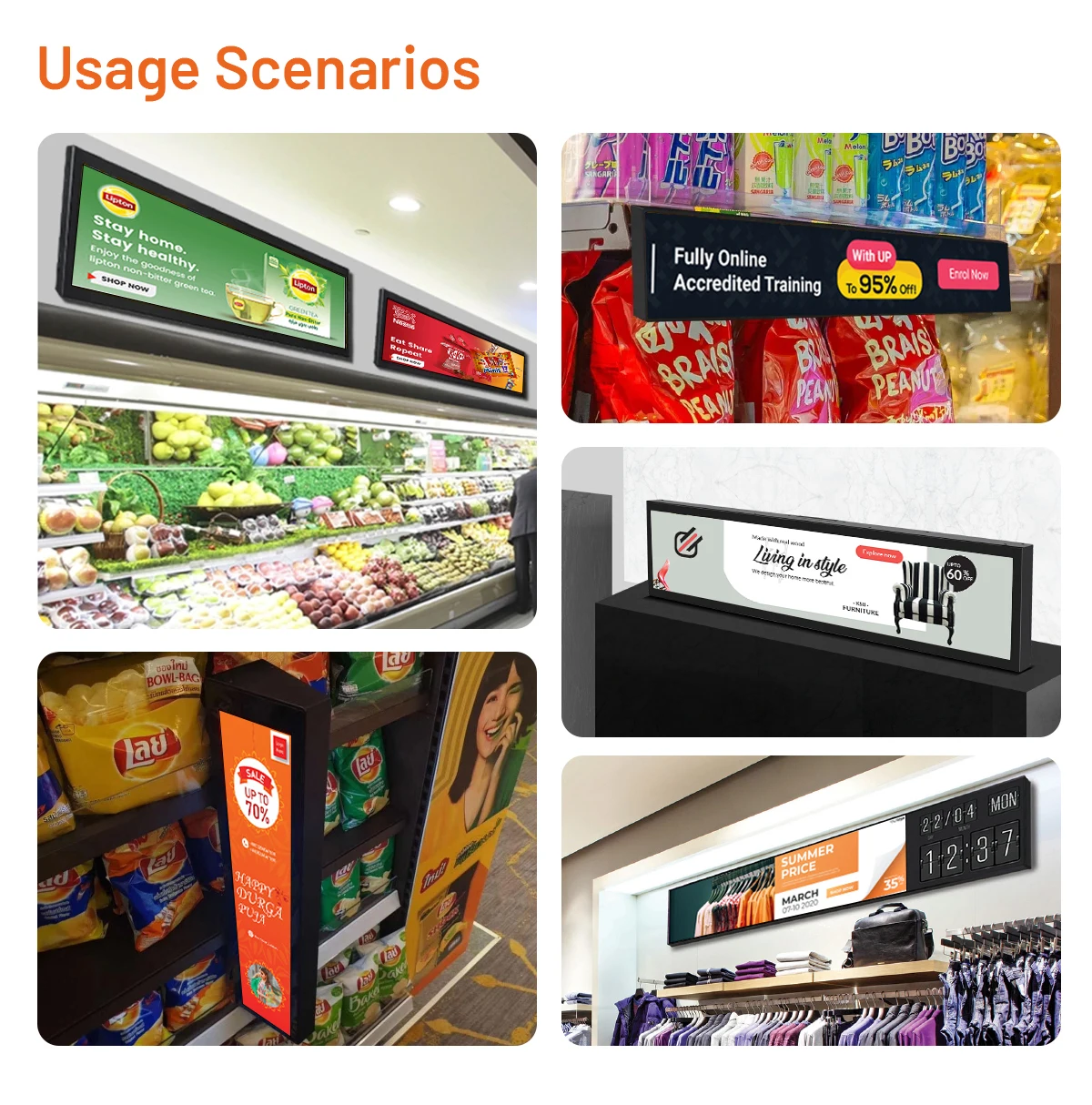 48 inch Stretch Bar LCD Advertising Display Deliver Dynamic Information with High-Resolution
