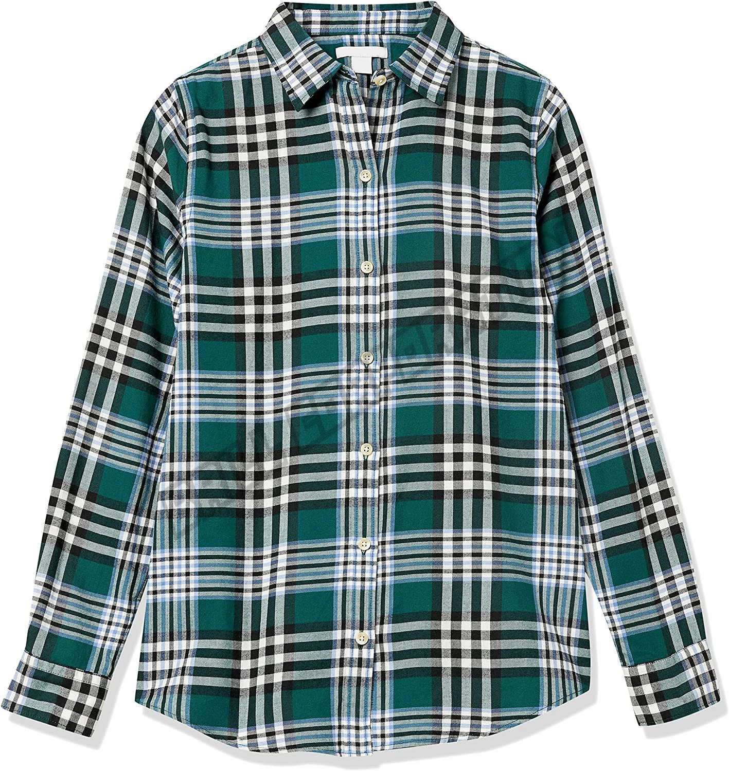 Women Turn-down Collar Long Sleeve Button Up Standard Size Flannel Plaid Shirt | Ladies Adult Girls Casual Flannel Shirts
