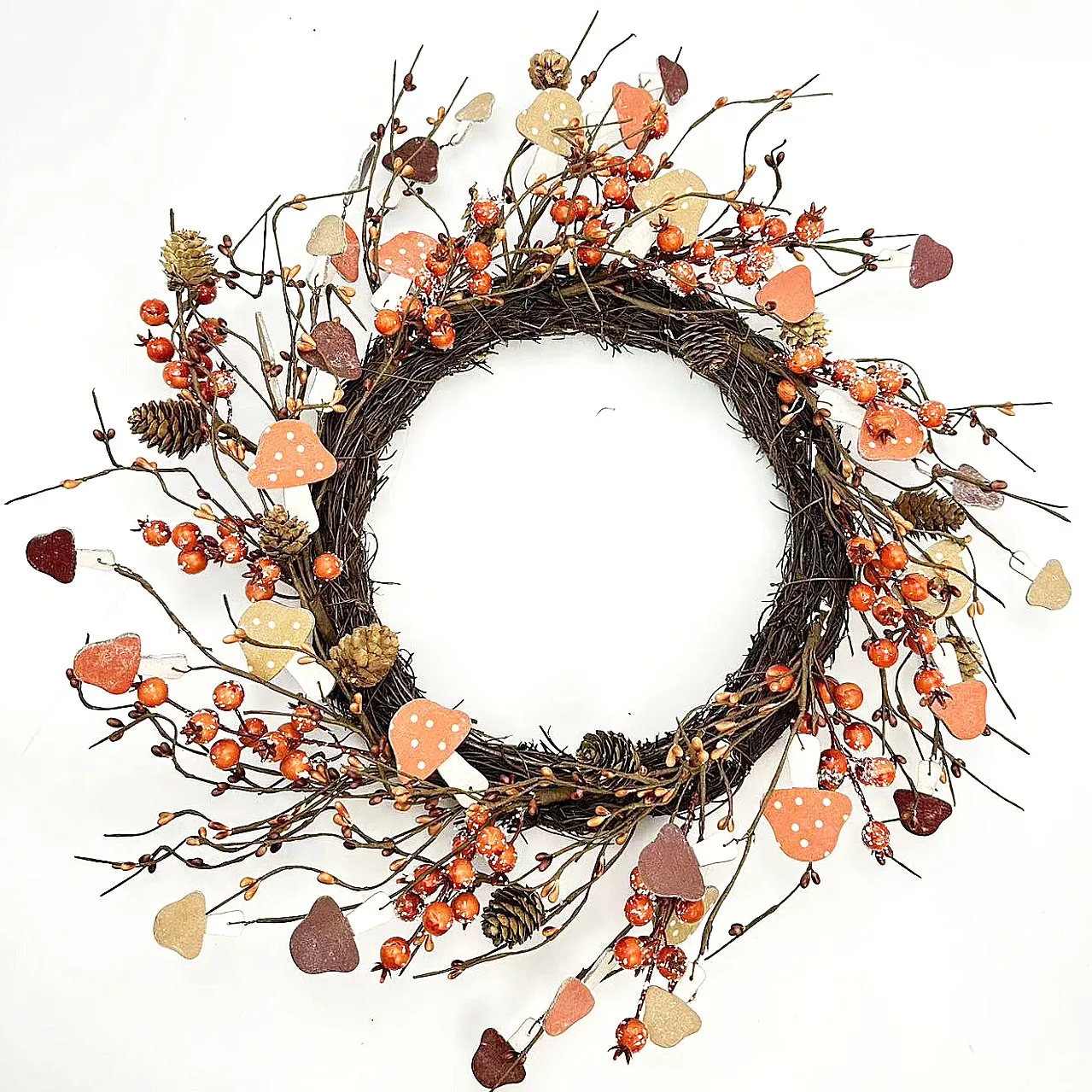 Farmhouse Grapevine Pinecone Rose Flower Wreath Christmas Decoration Garland