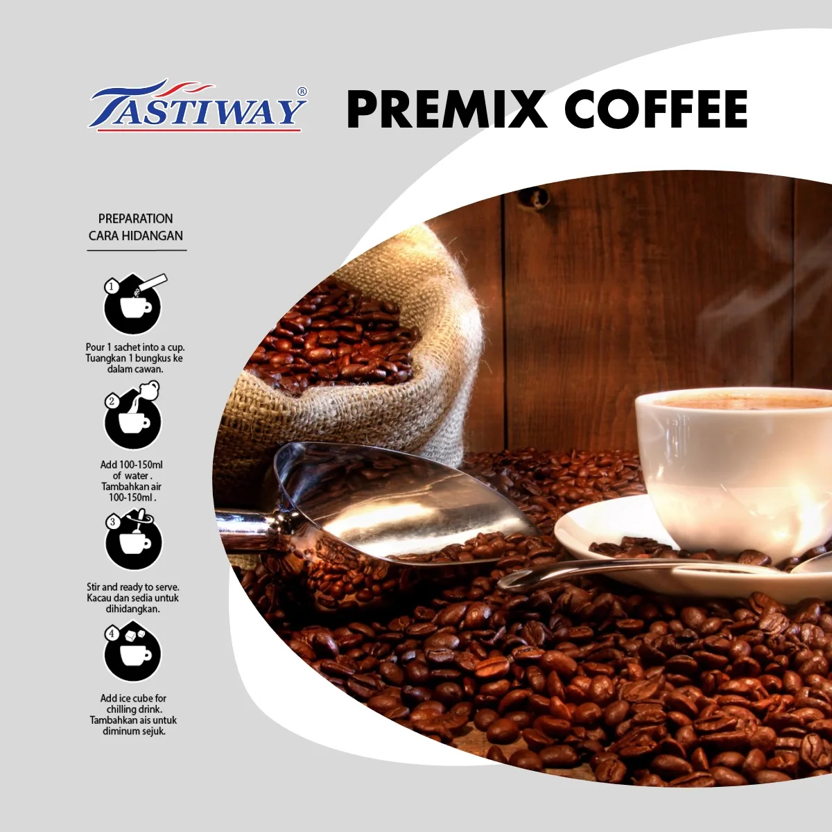 Malaysia Wholesales Supplier Premium Export Quality Instant Premix Coffee Bitter Taste Bag Packaging Brown Powder Foam