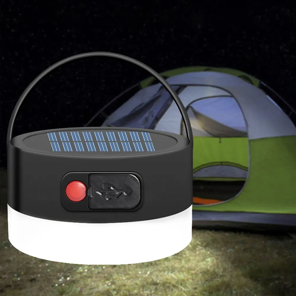 Dual Model 300 Lumen Solar Panel Camping Lantern Rechargeable Portable LED Lamp Light