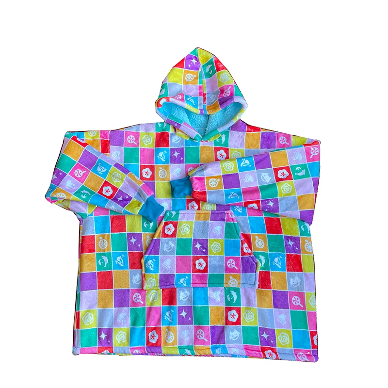 Custom Christmas Festival Gift Big Cozy Printing Warm Sweater Blanket Hooded Fleece TV Oversized Hoodie Blanket for Winter