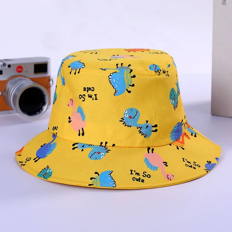 Outdoor Beach Sun Cap Kids Cotton Printing LOGO Plain Fisherman Hat Custom Embroidery Bulk kids Bucket Hat