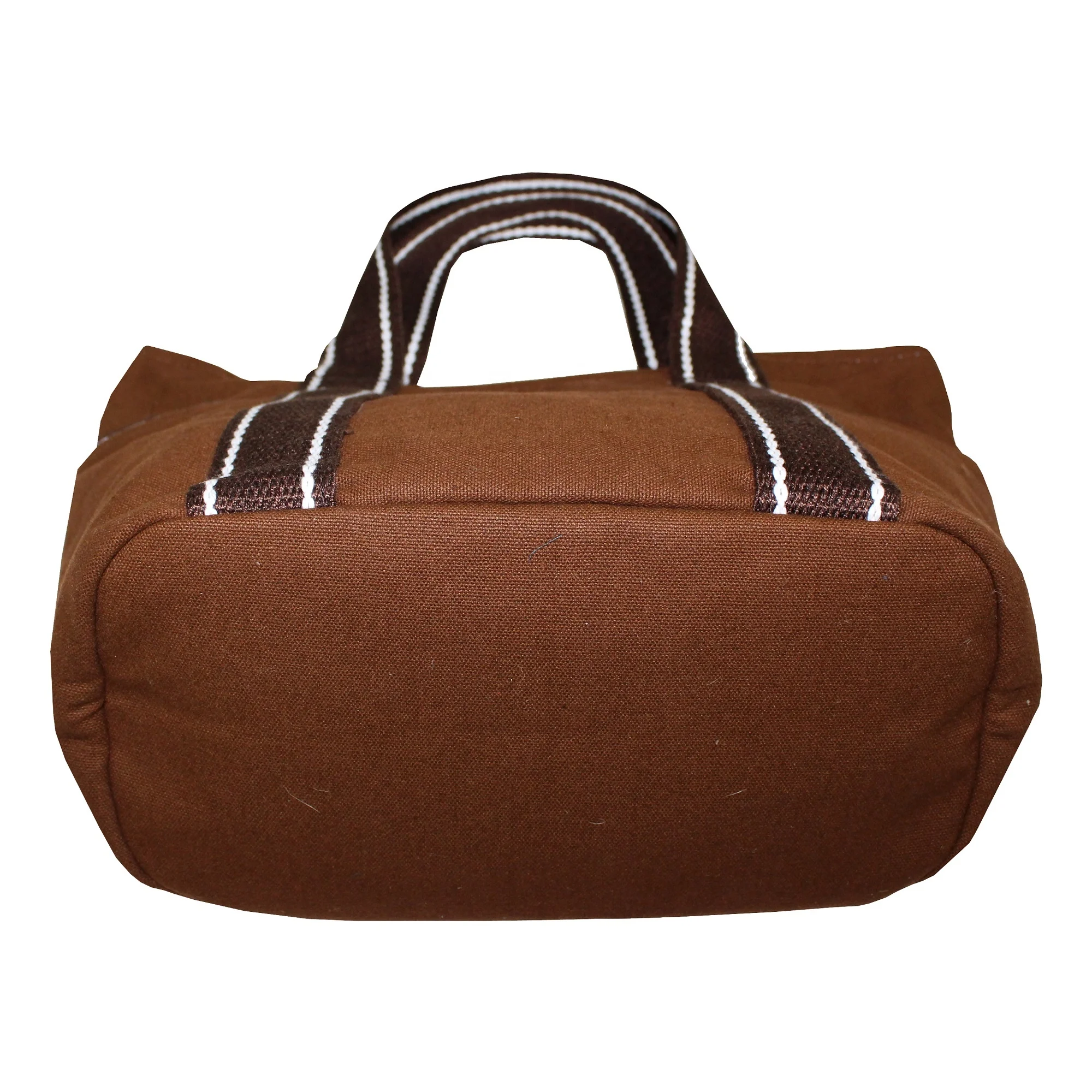 2024 Eco Friendly Cotton Custom Logo Canvas Tote Large Size Fashionable Shopping Bag Reusable Brown Color Cosmetic Bag For Women