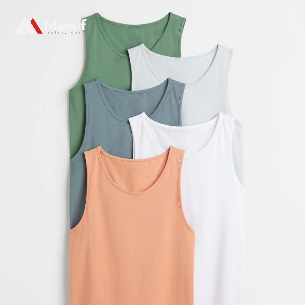 Wholesale Cheap Fitness Custom Cotton Stringer Gym Vest Fitness Singlet Workout Muscle Mens Tank Top