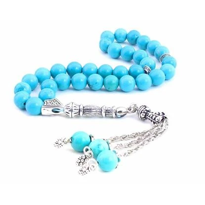 Muslim Rosary 33 Beads Natural Stone aqua dyed Agate Rose Quartz Crystal Malachite Tassel Tasbih Prayer Beads Hot Sale Beautiful