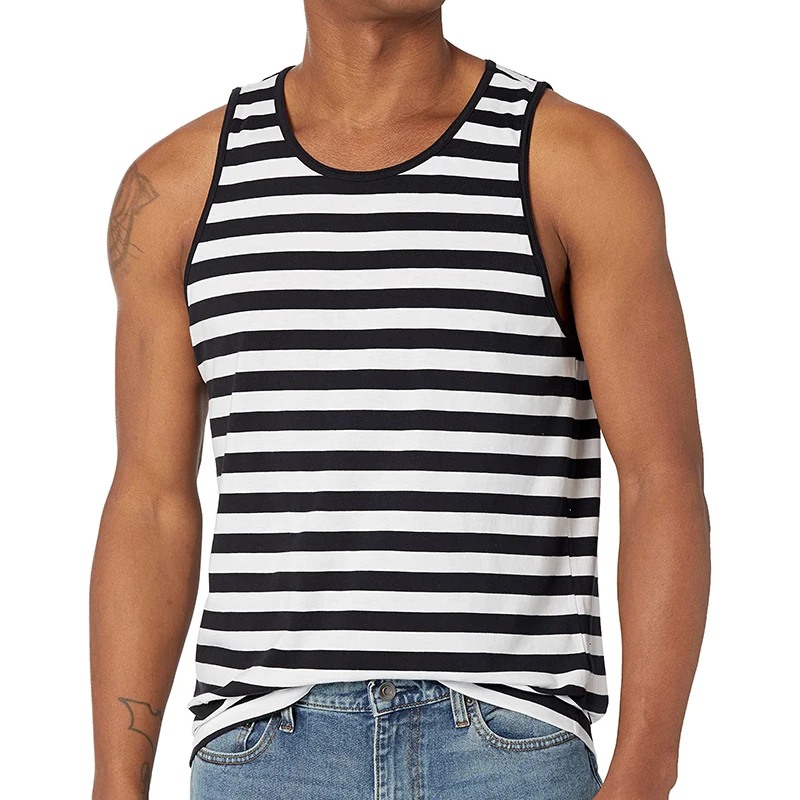 Custom LOGO Printing Men Blank Tank Top Men Plain 95% Cotton 5% Spandex Gym Muscle Bodybuilding Stringer Vest Tank top