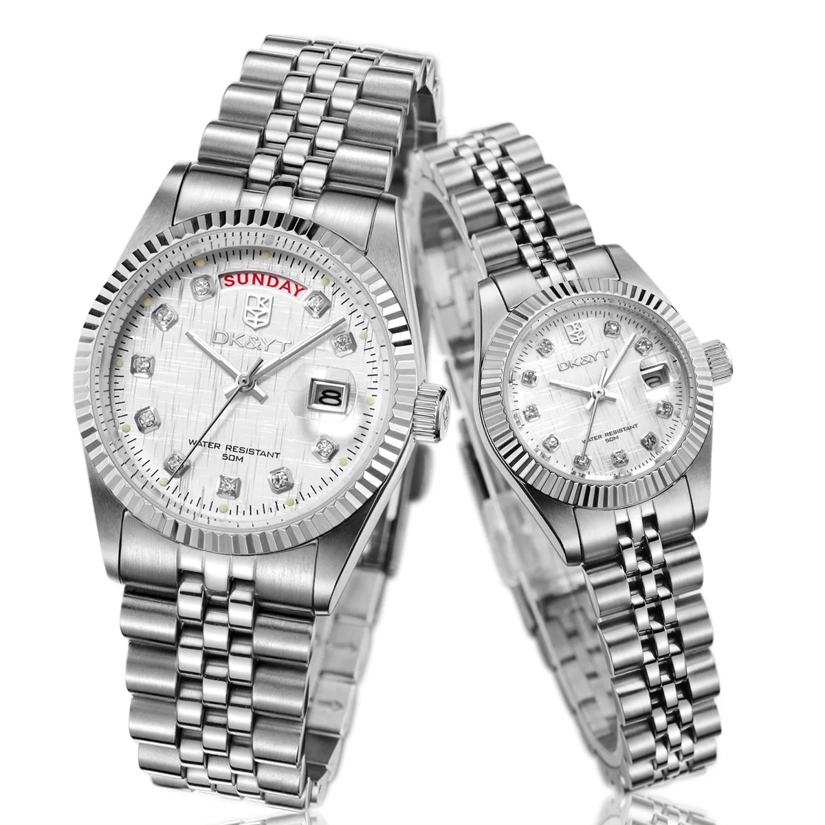 New Woman Color Steel fancy watch Luminous Calendar Waterproof unbeaten watch Fashion Creative Gift Quartz watches for couples