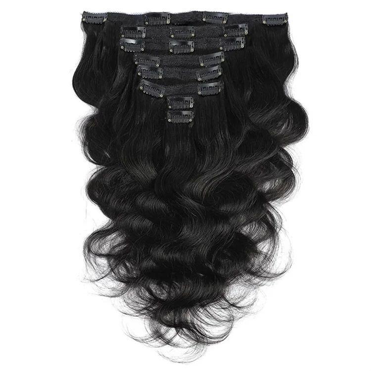 Natural Black Brazilian Body Wave Clip In Human Hair Extensions Curly Remy Virgin Clip in Hair For Black Women