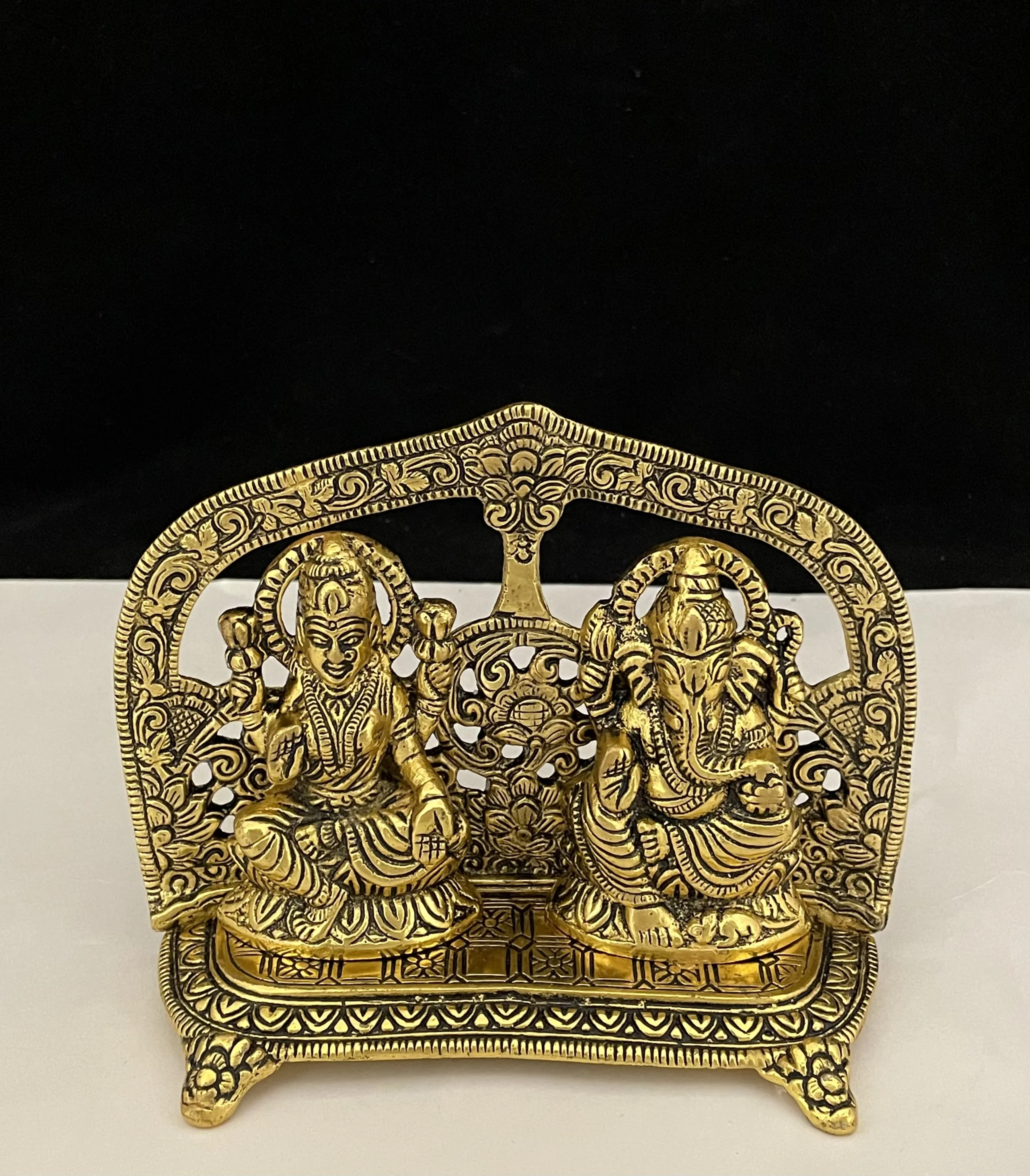 Aluminum Ganesh Laxmi Statue God of Success Sculpture Murti Idol Lord Worship Laxmi Ganesh for Home Mandir Decoration