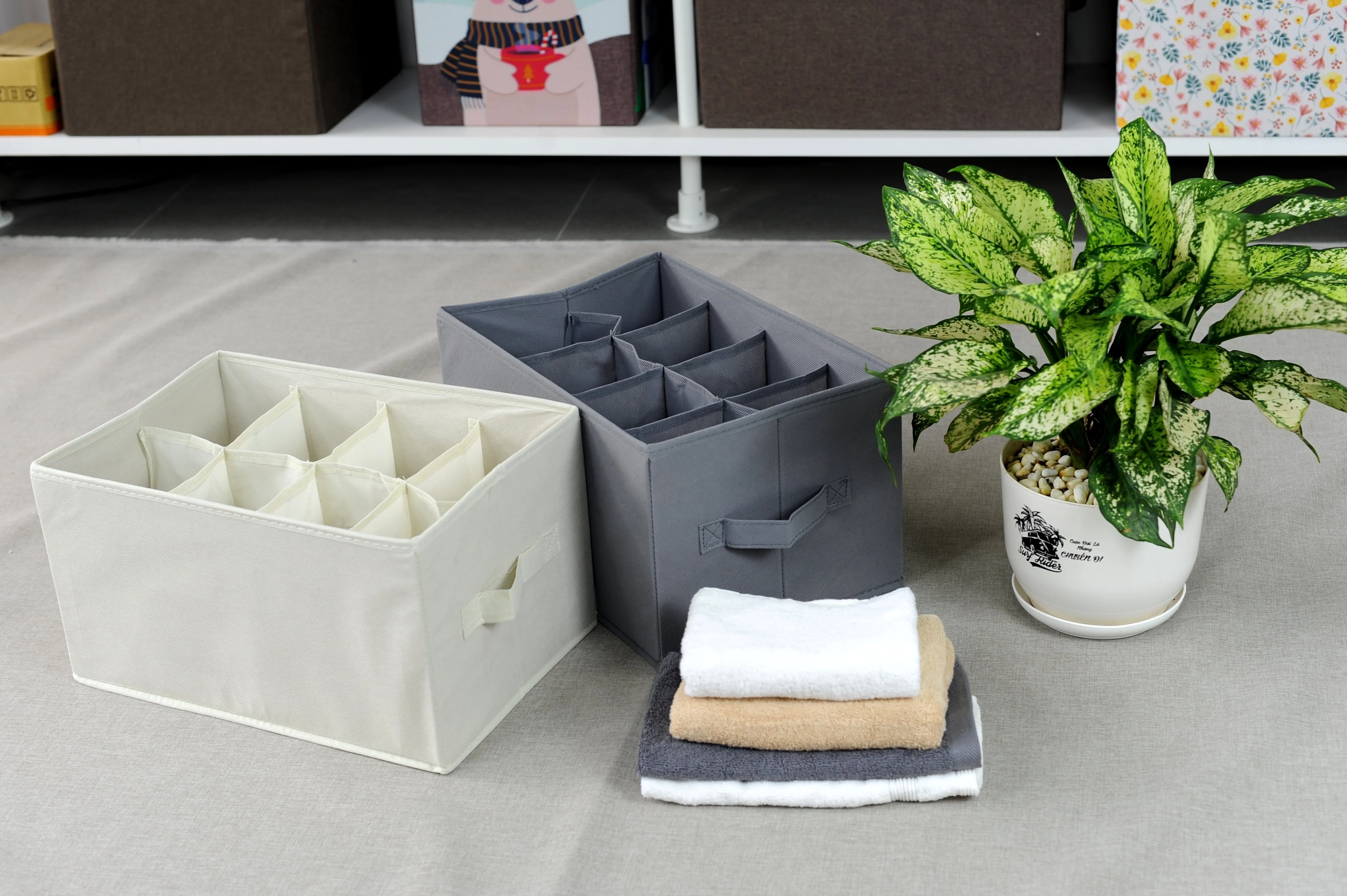 MA44 Foldable Fabric Storage box with 8 Compartments Cloth Organizers Closet Organizer OEM ODM Factory price