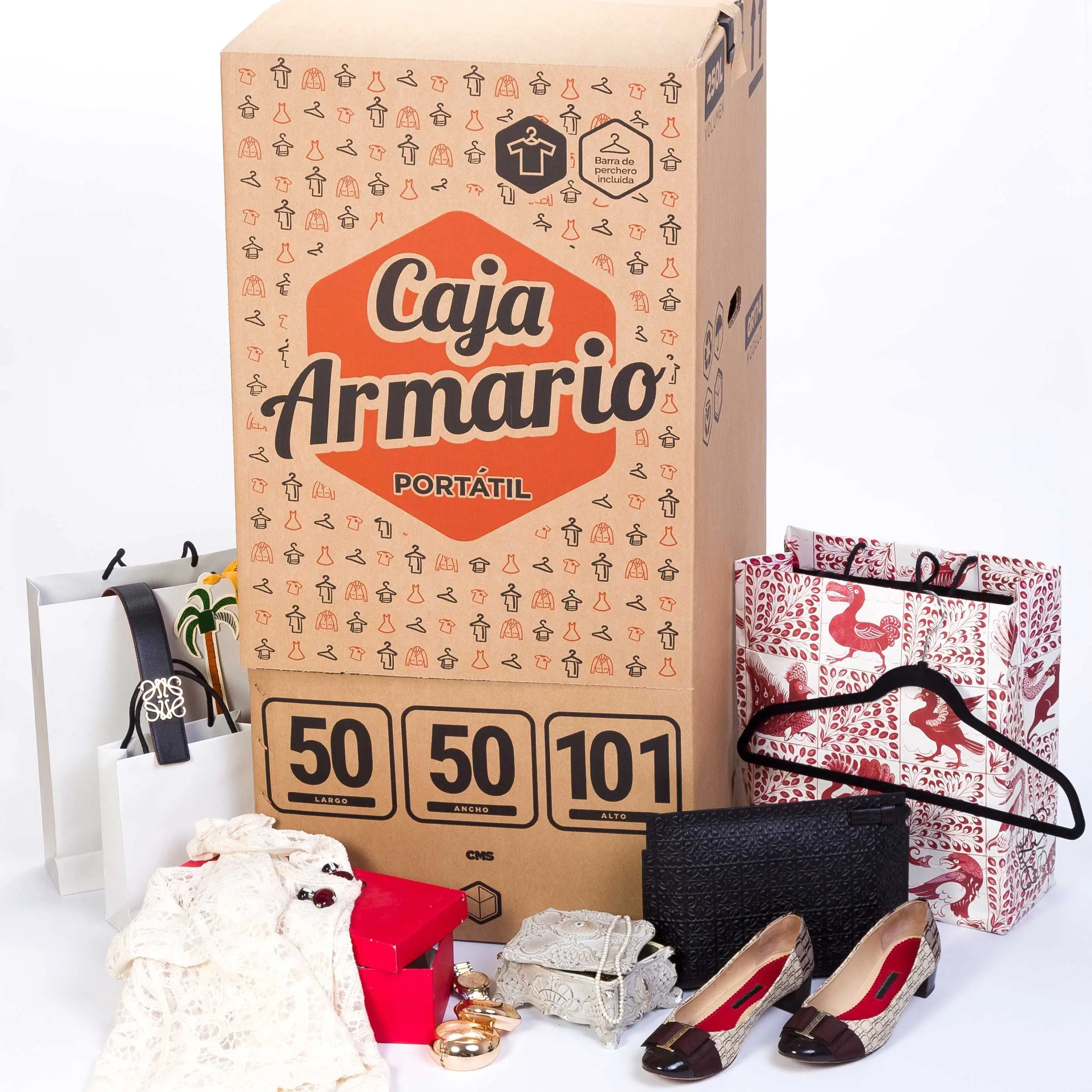 TELECAJAS Cajas Armario Portátil para Ropa (50x50x101 см) Ropero en Mudanzas Pack de 2 ud (включая барраса)