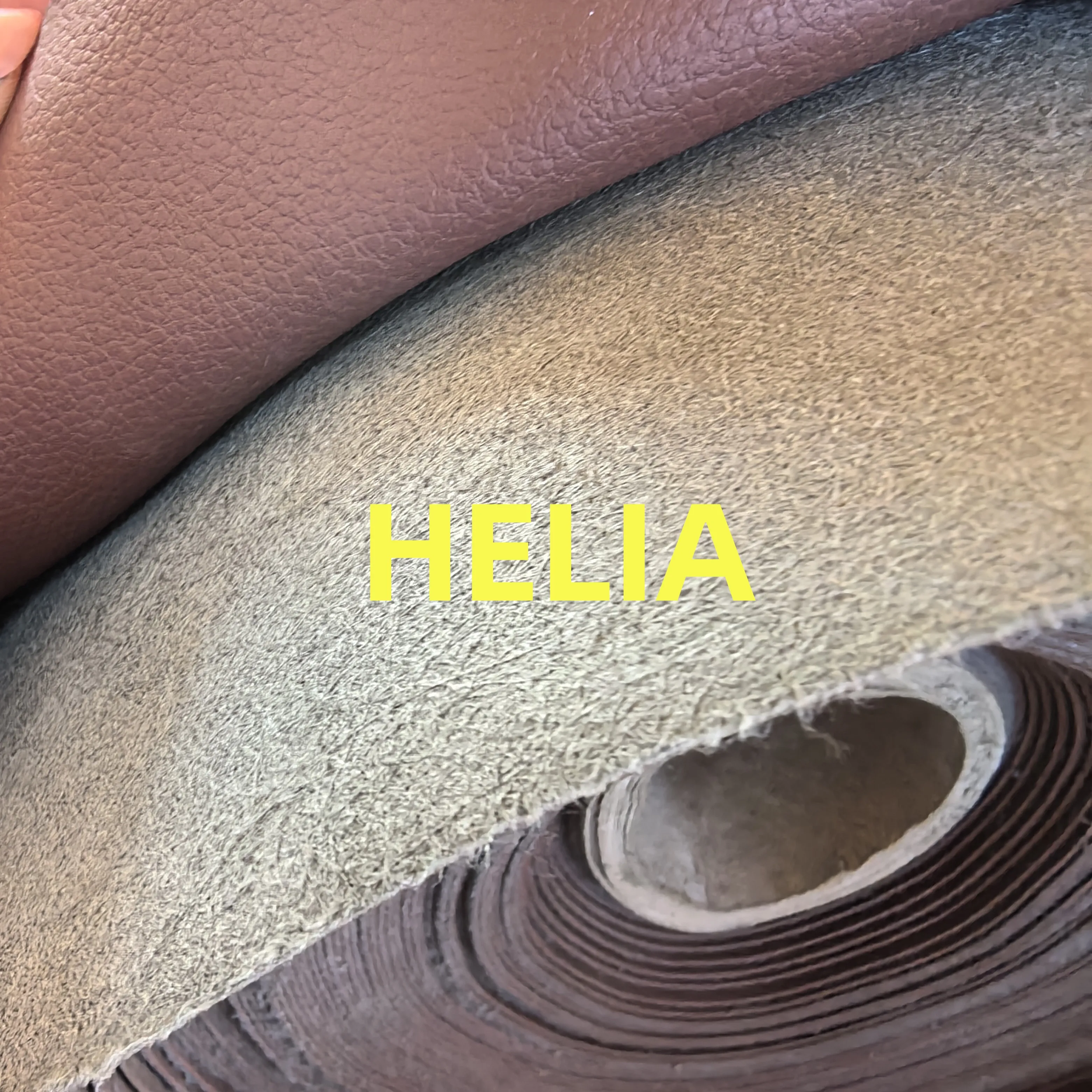 Microfiber Leather Car Seat Stock Artificial Leather with Suede and Microfiber Backing PVC Car Roll Leather High Quality HELIA