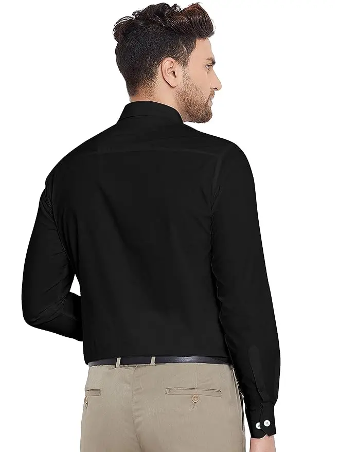 High Demand Black Polycotton Formal Shirt for Men New Design with Stripe Pattern for Office Wear Direct Export from India