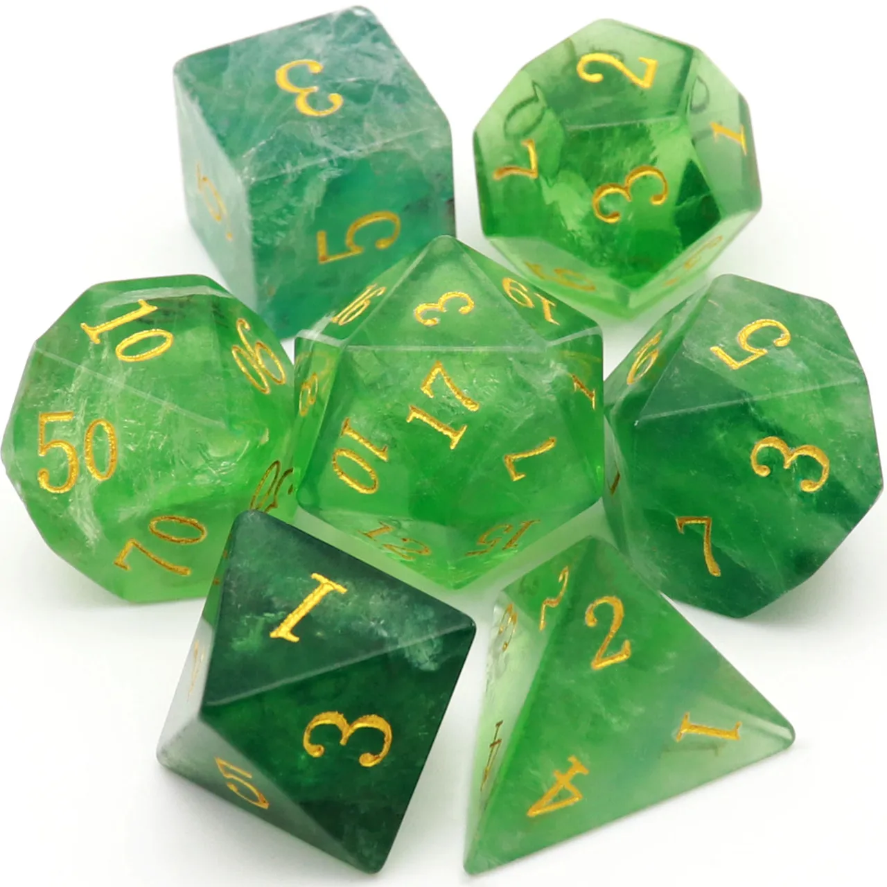 gemstone dice Green Fluorite natural gemstone Engraved stone custom dice sets Vikings crystal stone dice Crystal agate