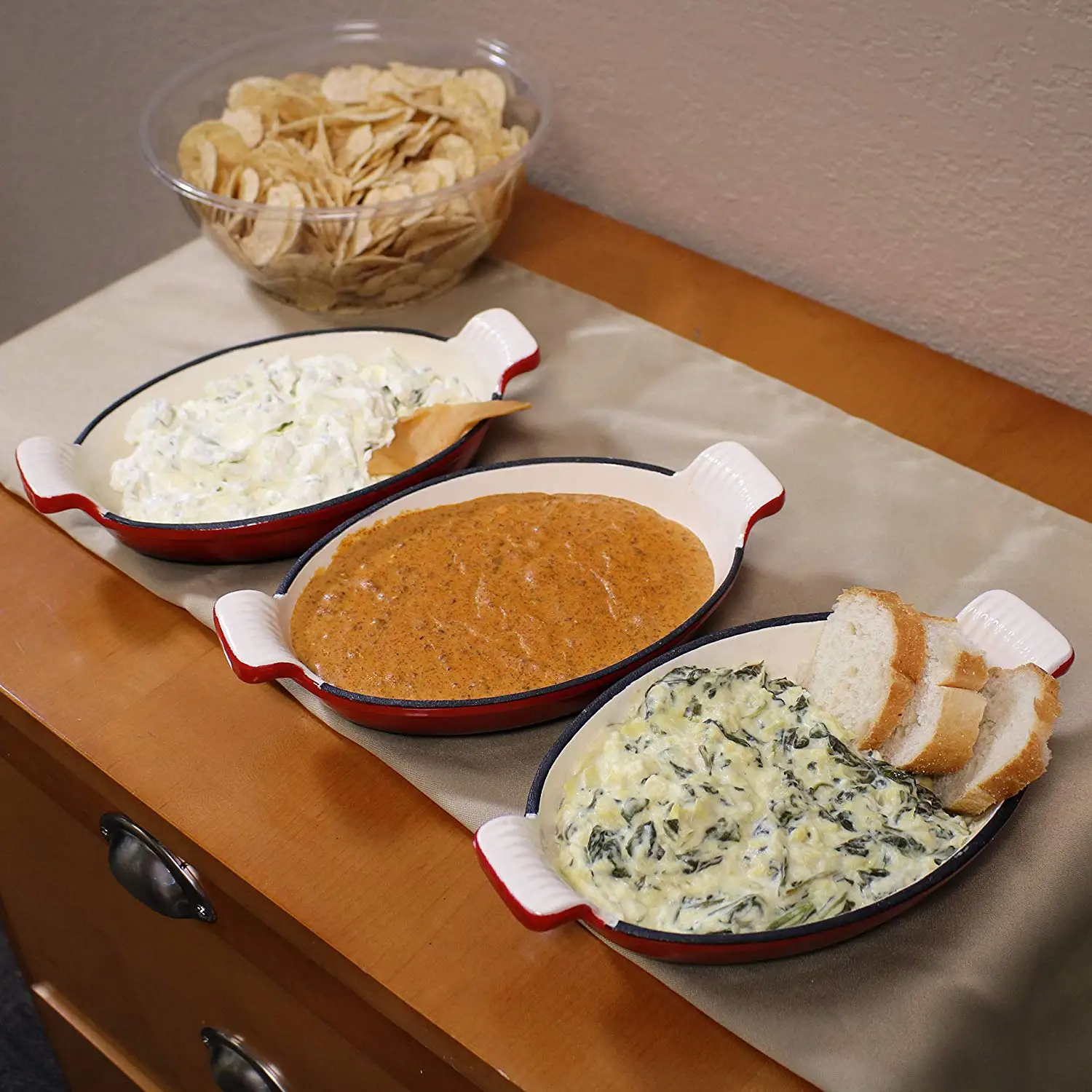 Enameled Oval Cast Iron Lasagna Pan Large Roasting Pan, Casserole Dish for the Oven, Kitchen and Camping 2 Pieces Cookware Set