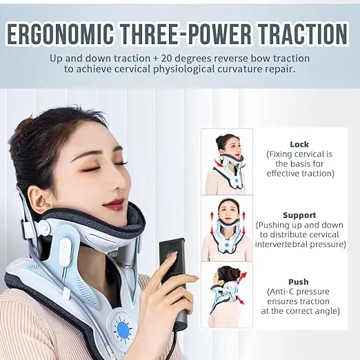 Alphay Adjustable Neck Traction Device Cervical Air Traction Collar for Effective Neck Pain Relief and Spine Alignment.