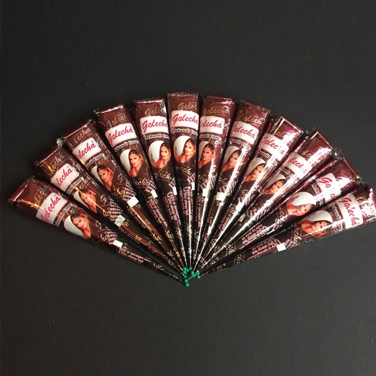 Natural 6 Colors Indian Zenia Henna Paste Cones Temporary Tattoo Body Art Mehandi Ink