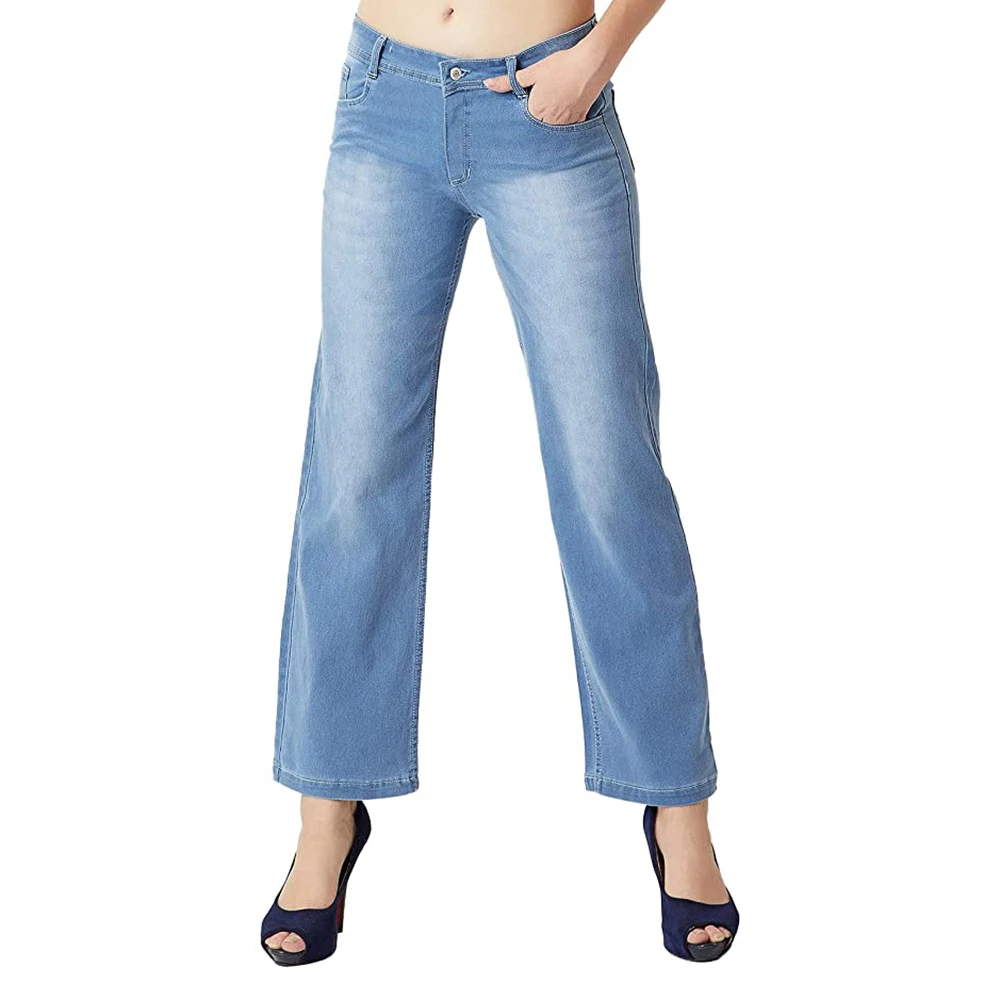 Wholesale Custom Women Denim Jeans Pants High Waist Solid Color Trousers Women Pencil Pants Skinny Jeans Denim Pants Vintage