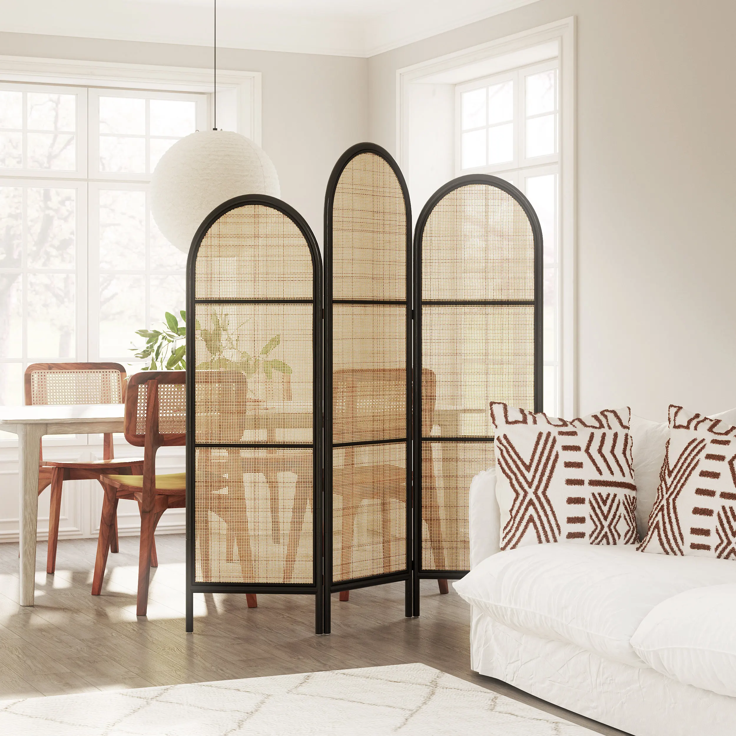 New arrival partition rattan room divider customized decorative wall divider movable firm structure room dividers