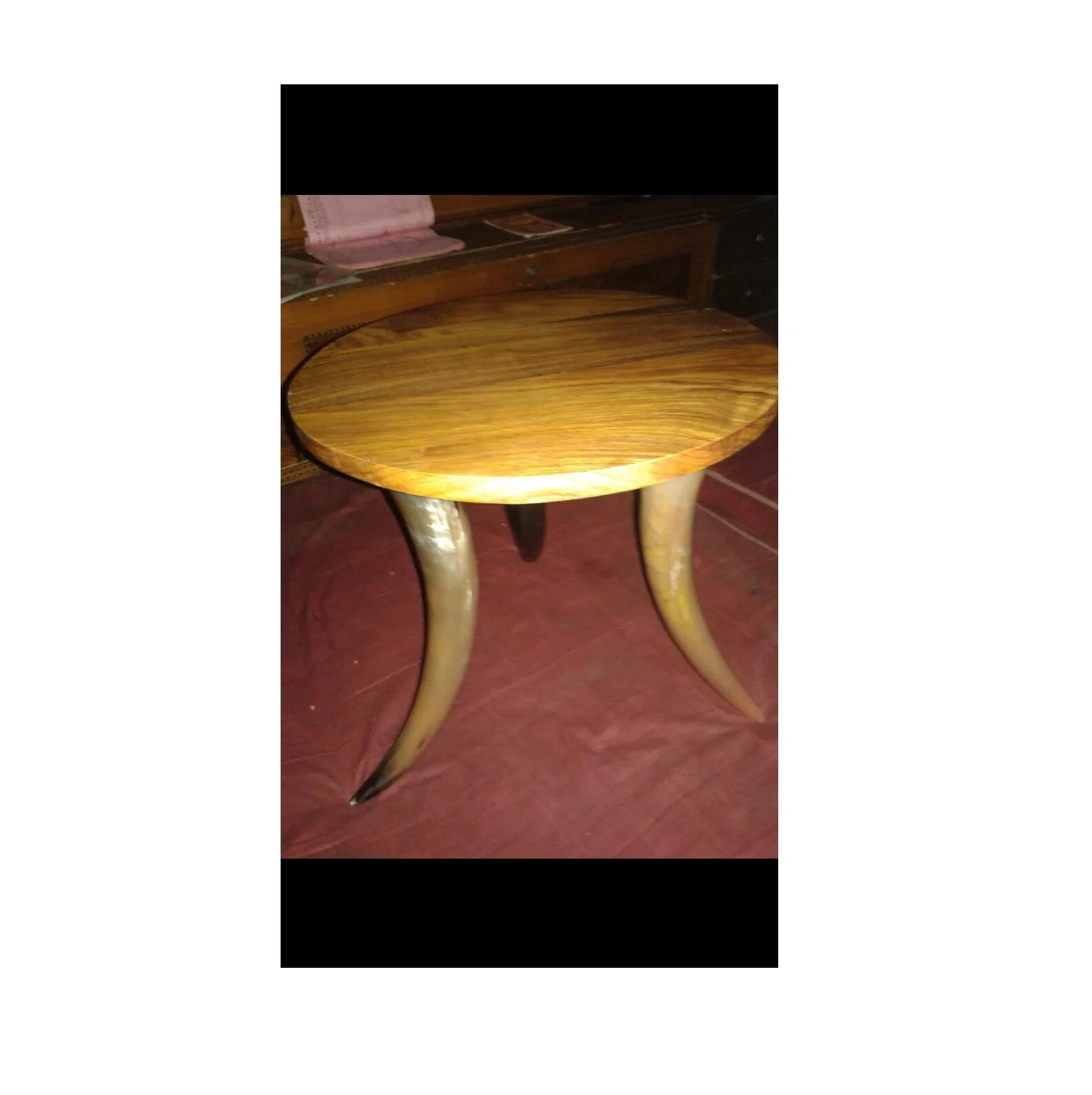 Indian Handmade Round Tableware For Coffee Modern Style Dining Natural Horn With Wooden Top Creative Modern Luxury Table