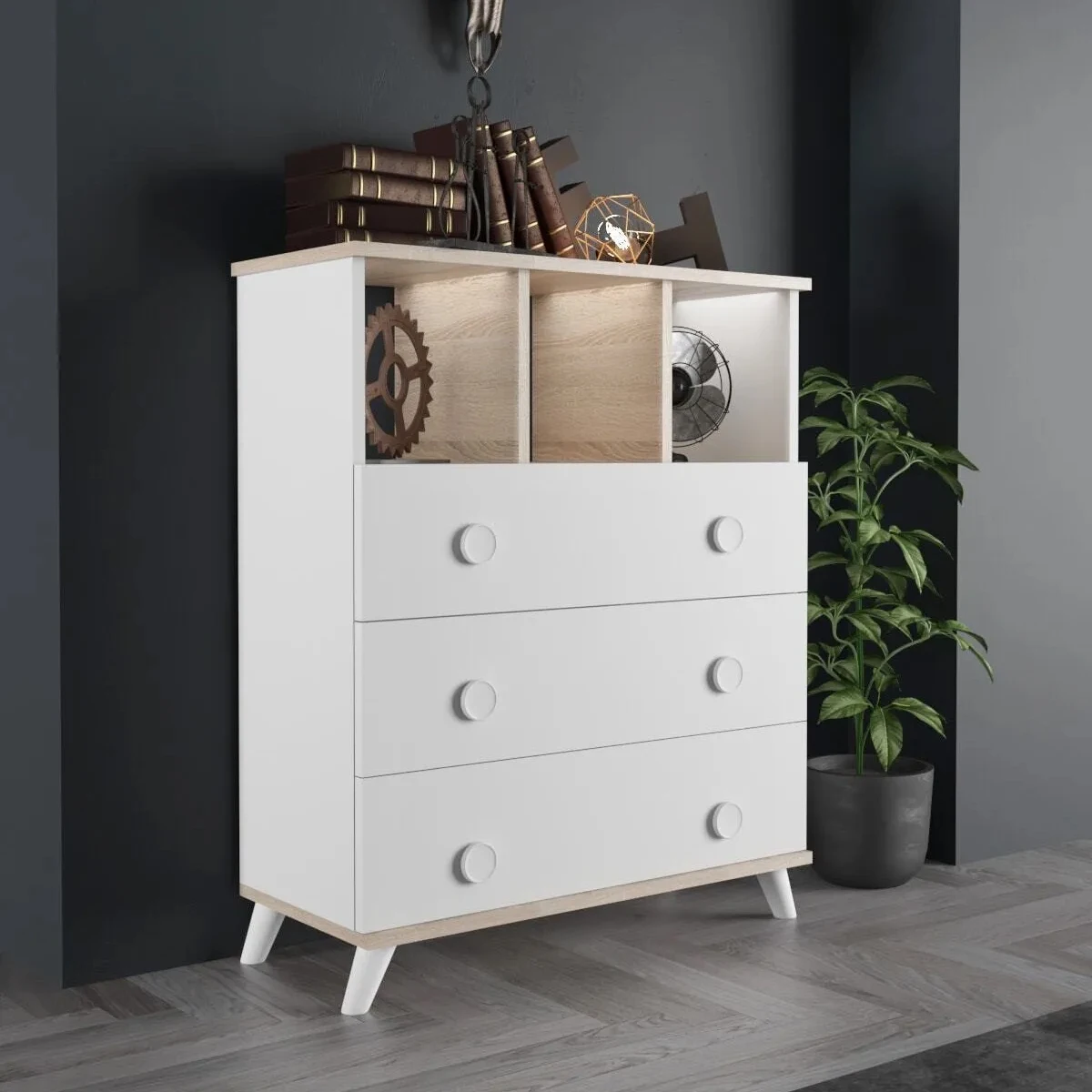 Classic 3-Drawer Chest: Timeless Storage Solution for Bedroom, Living Room, or Any Space with Elegant Design and Quality