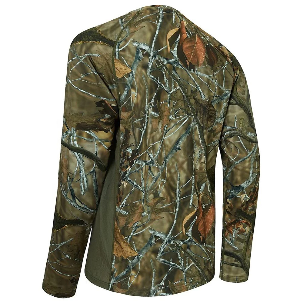 2023 Summer Men Stretchable Elastic Camo Jersey High Quality Long Sleeve Hunting Shirts Men Camouflage Hunting Clothing