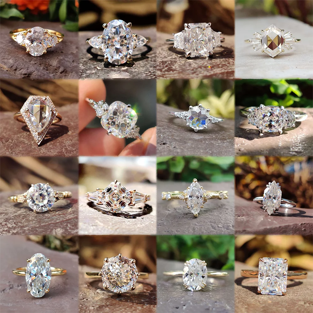 Custom VVS IGI GIA Certified HPHT CVD 2CT 4CT Lab Grown Diamond Emerald 10K 14K Gold Fine Jewelry Engagement Oval Ring For Women