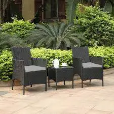 Patio Coffee Table Set Rattan Material Outdoor Furniture Coffee Shop Table And 2 Chair Set