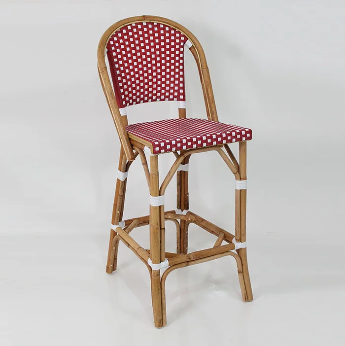 Abeya Red Rattan Barstool French Bistro Style
