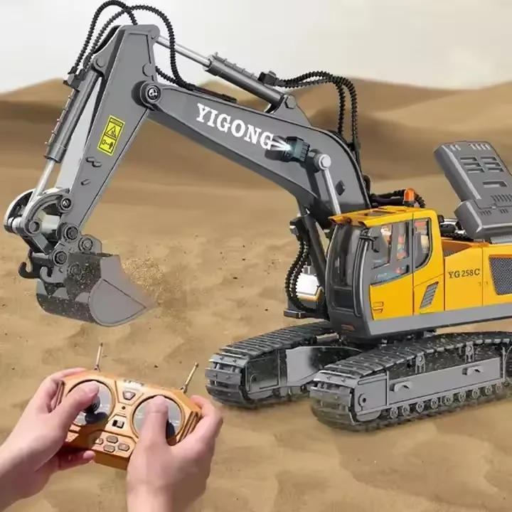 Electric 1:22 Alloy 2.4g 8ch Rc Metal Excavator Rc Rooter Truck Car Toys With Lights&Sounds