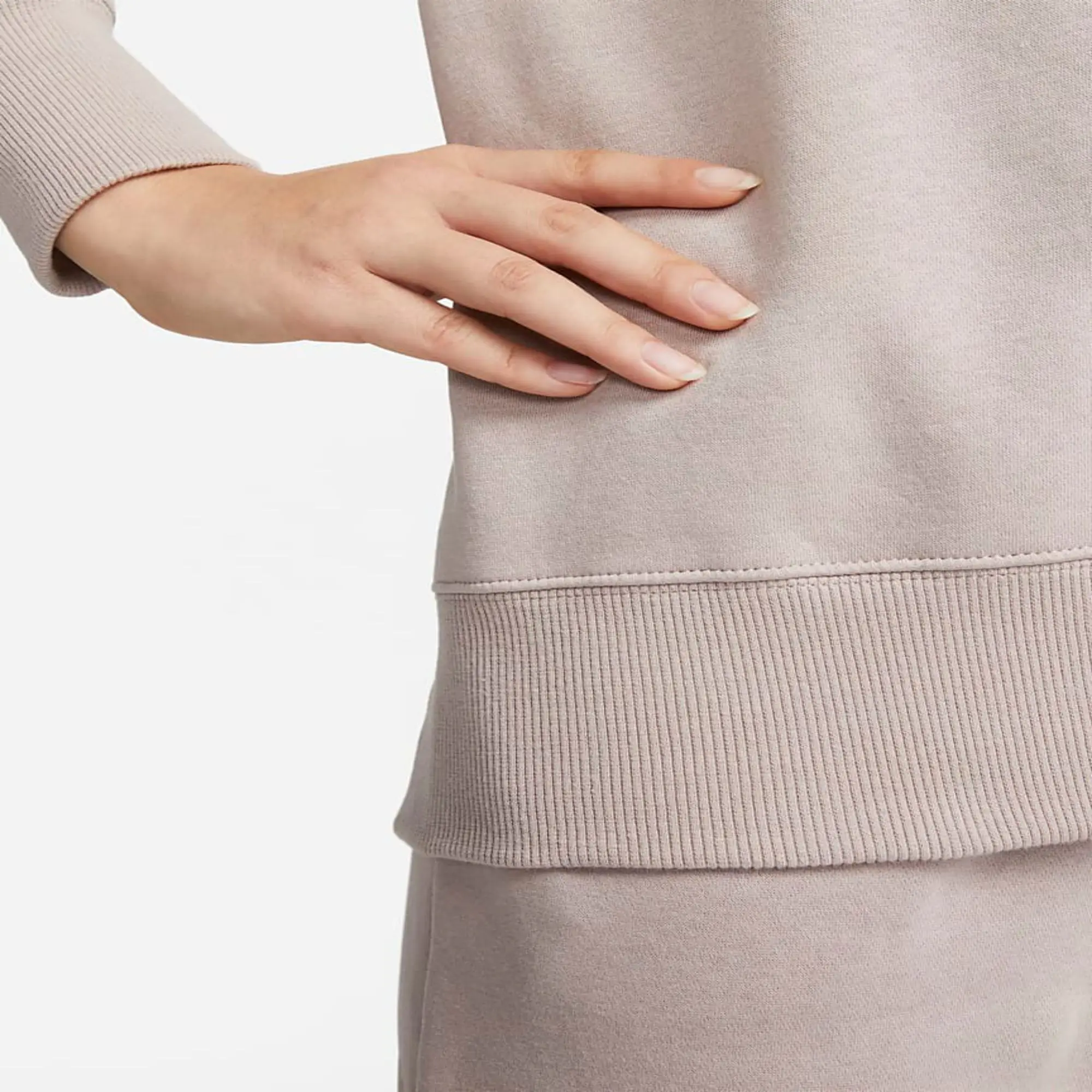 Loose Fit Ribbed Crewneck 80% Cotton 20% Recycled Polyester Fleece Ribbed Cuffs and Hem Oyster Pink Women Sweatshirt