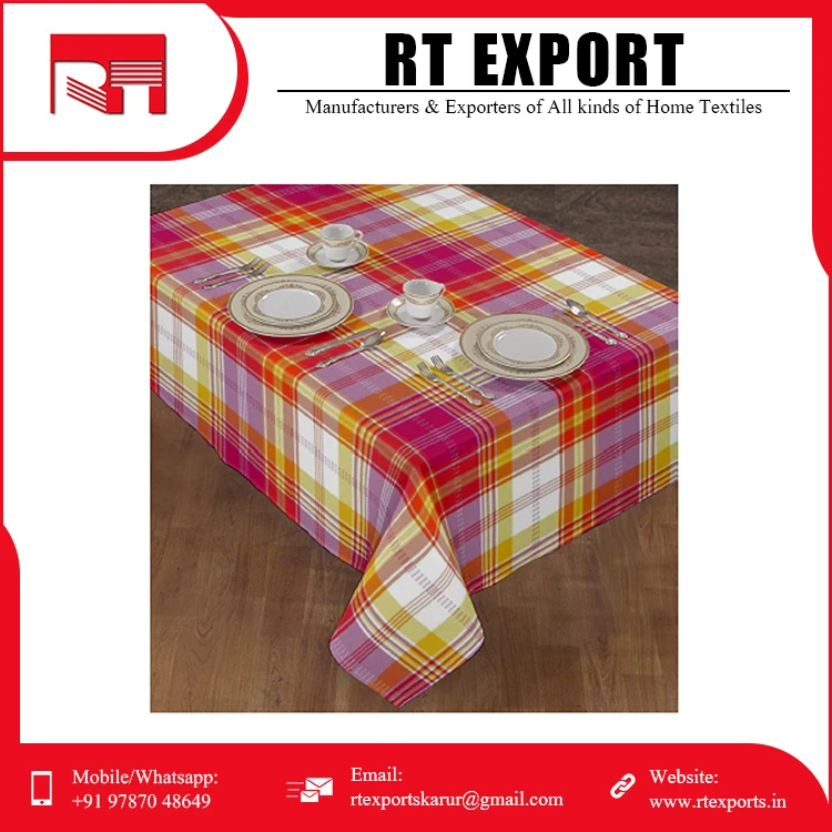 100% Pure Cotton Hotel Dining Tablecloths Beautiful Embroidered Wedding Decorative Table Cloths for Sale