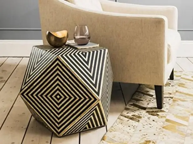 Graphic Bone Inlay Coffee Table Block Side chair Handmade Furniture Modern Stool Home Decor Corner Tables Hot Selling Amazon