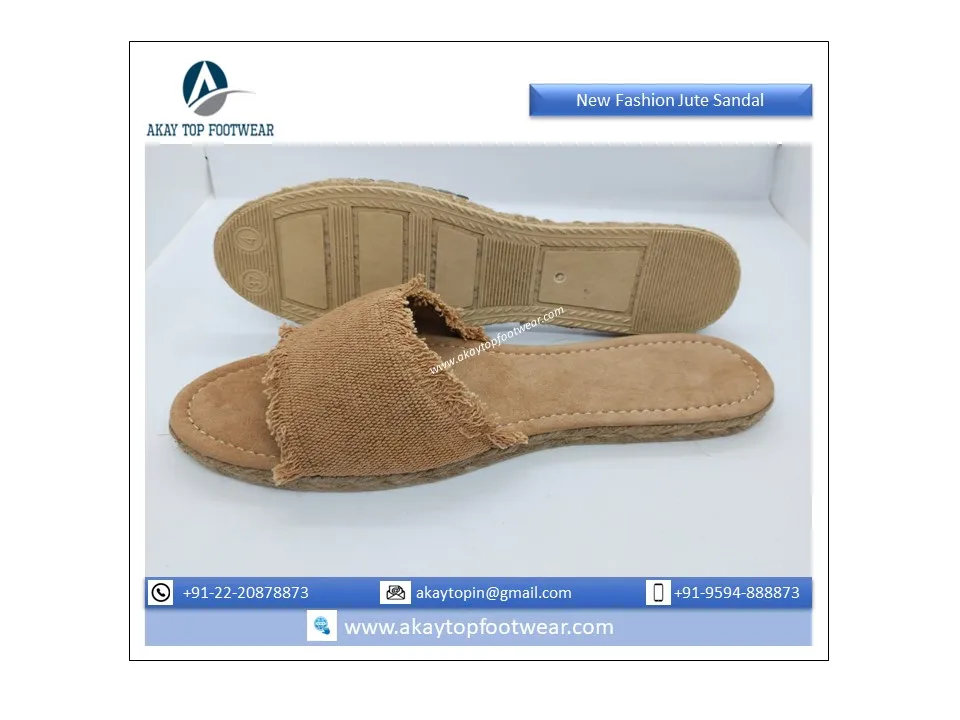 Customized Size Customized Design Available in Unique Design Jute Fabric Espadrille Sandals with Synthetic Lining Rubber Outsole